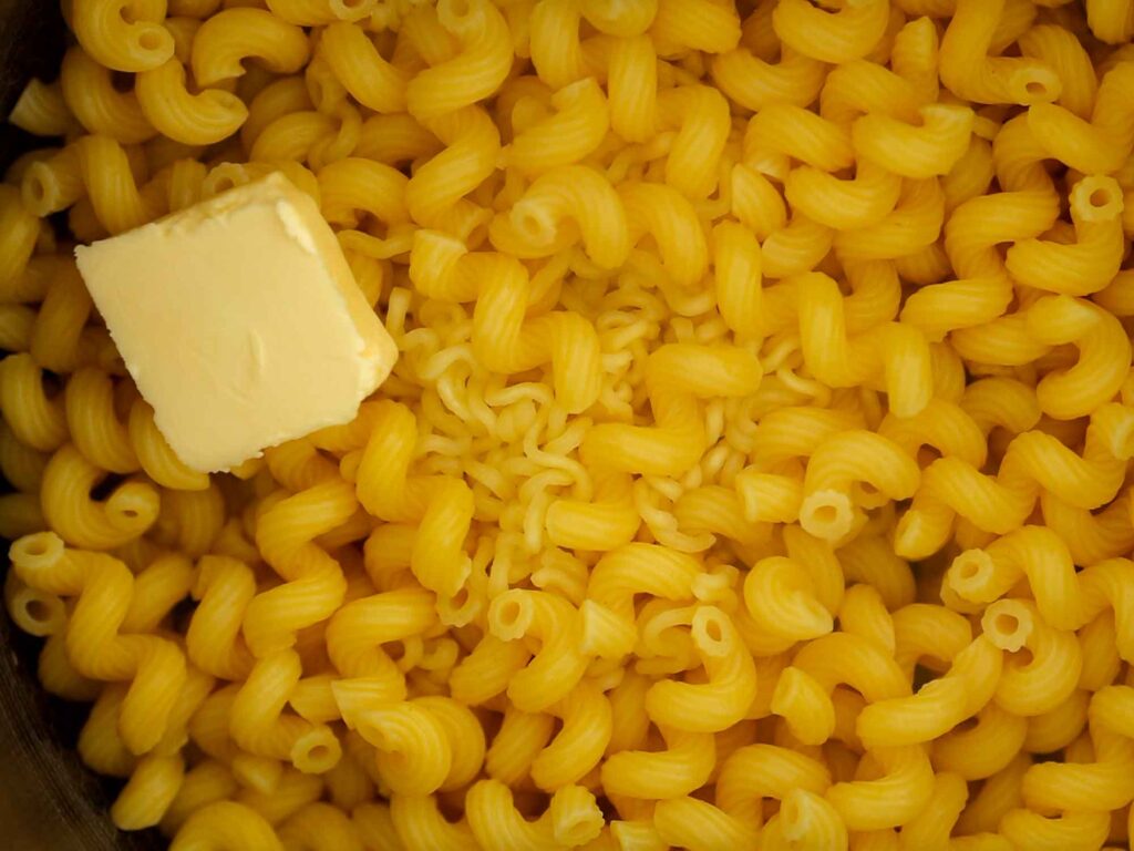 cooked pasta with butter